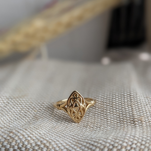 14K solid gold ring - Wings of Antiquity - Picture 4 of 17